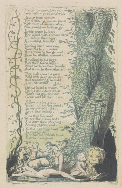 Het gevonden meisje, en uitgehongerd huilend..., plaat 2 uit Songs of Innocence door William Blake